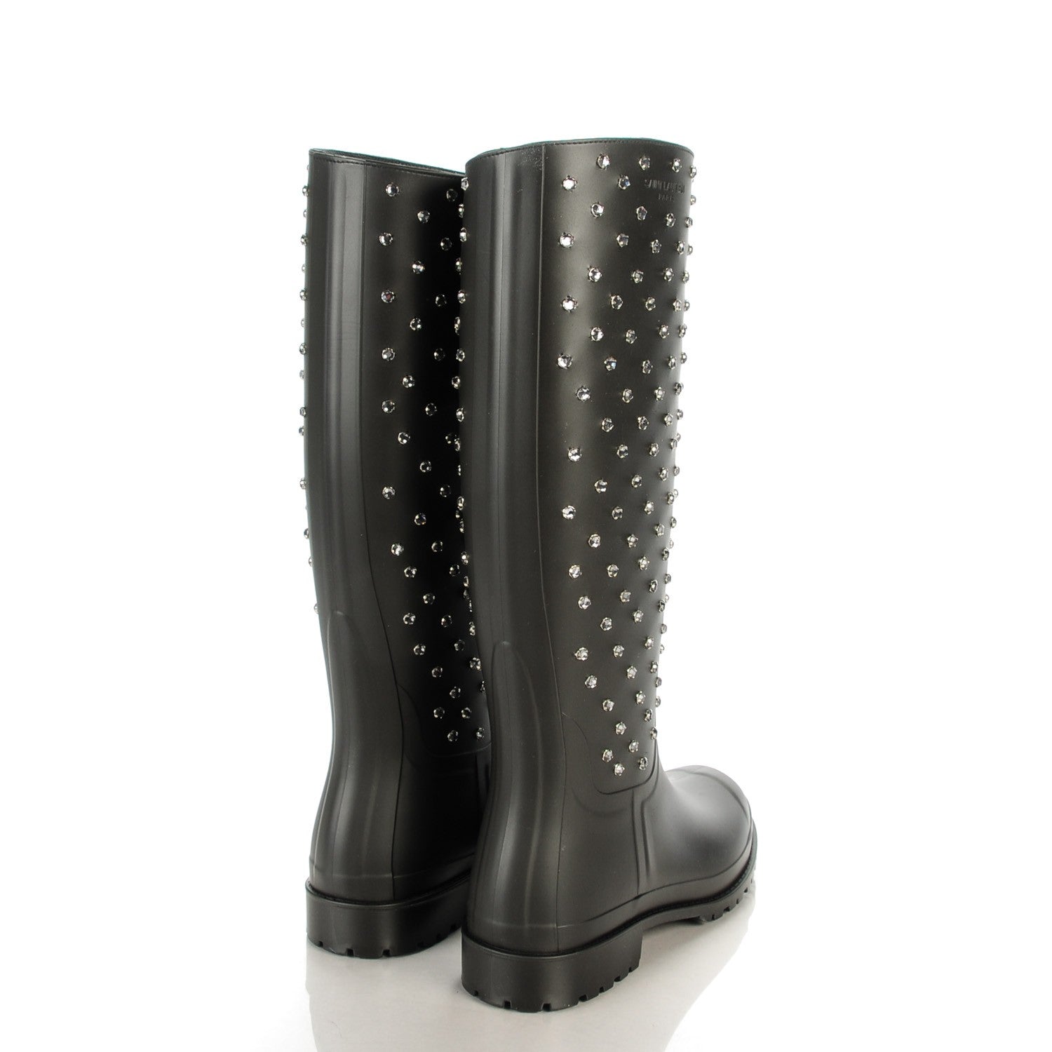 Saint Laurent Rubber Studded Festival Rain Boots 41 Black 4 of 7