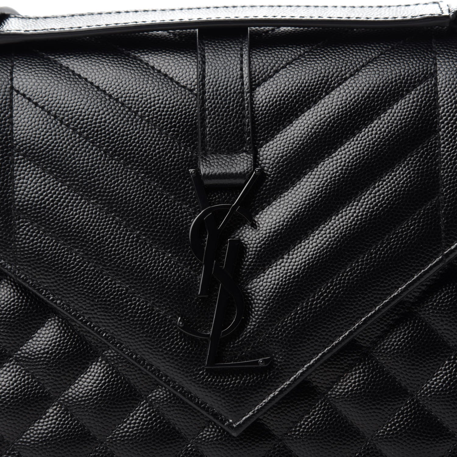 Saint Laurent Grain De Poudre Textured Mixed Matelasse Triquilt Medium Monogram Satchel Black 11 of 11