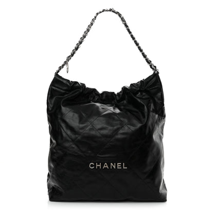 Chanel Shiny Calfskin Quilted Large Chanel 22 Black 1 of 12