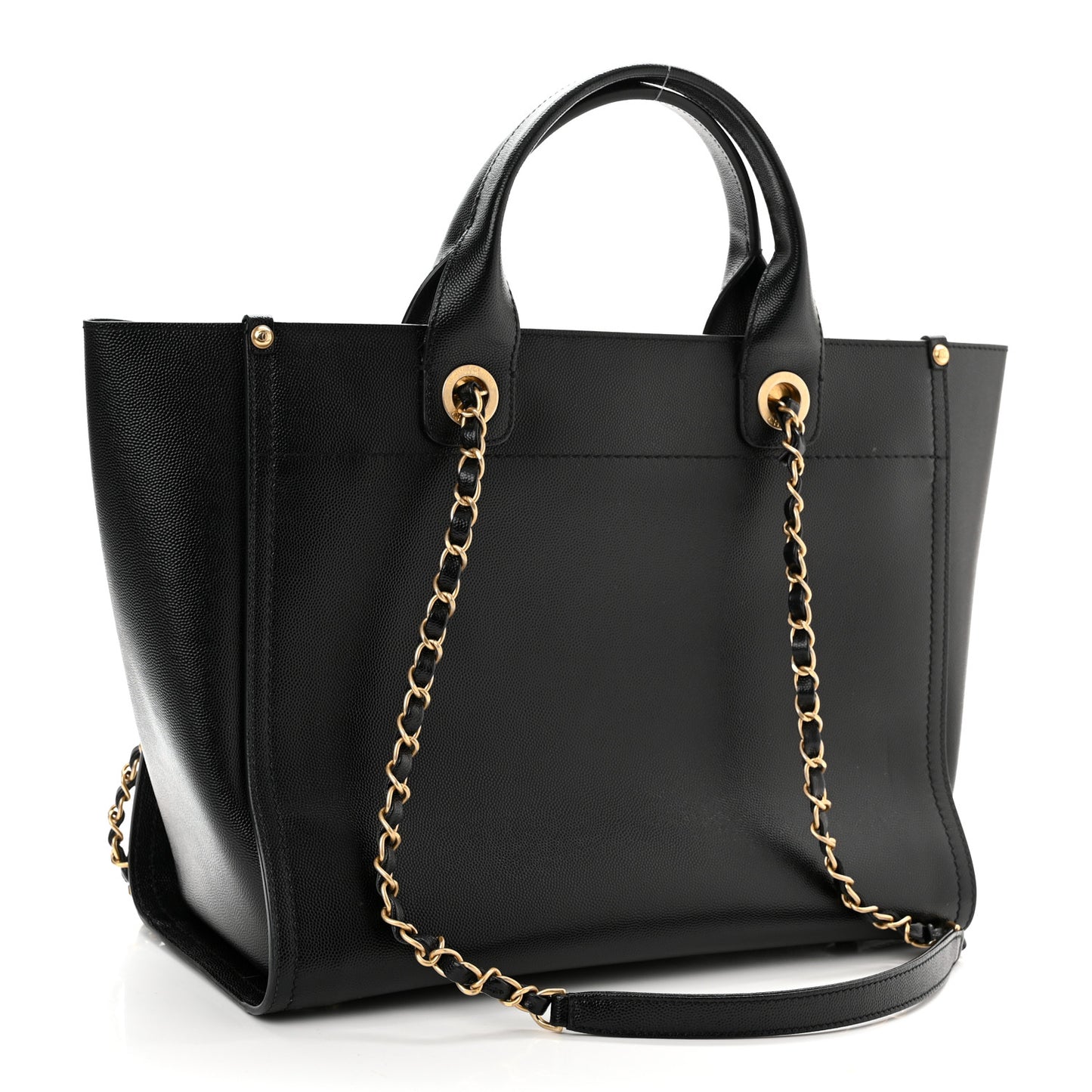 Caviar Small Studded Deauville Tote Black