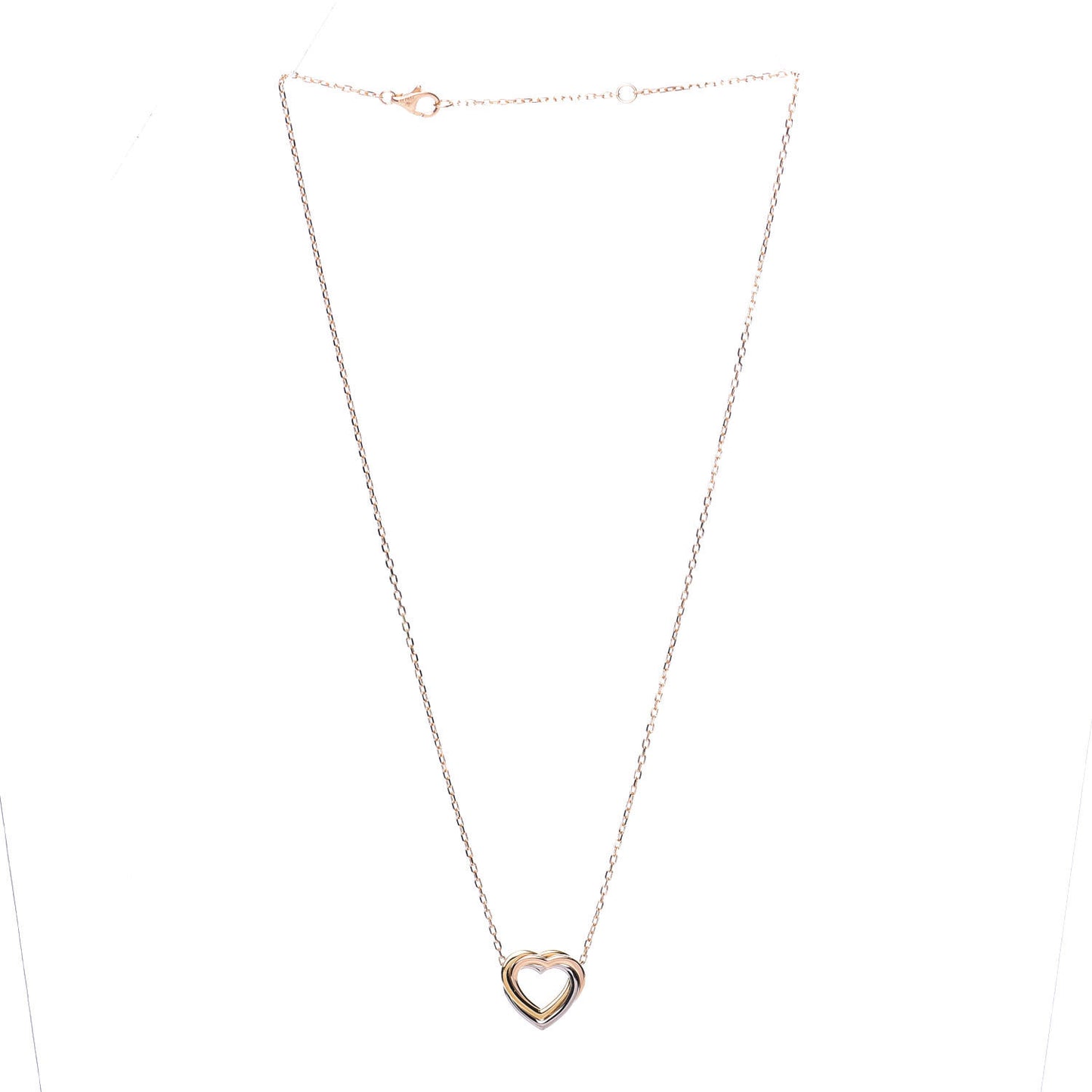 18K Pink Yellow White Gold Trinity Heart Necklace