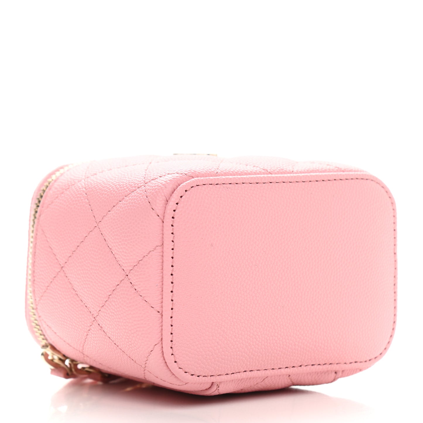 Caviar Quilted Mini Vanity Case With Chain Pink