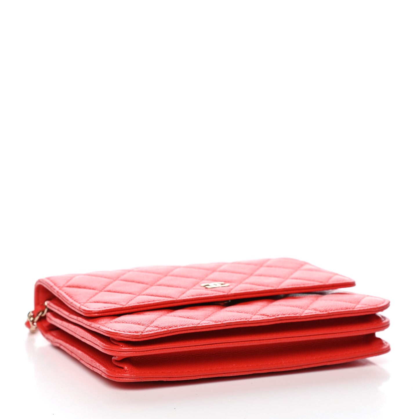 Caviar Quilted Square Wallet On Chain WOC Red
