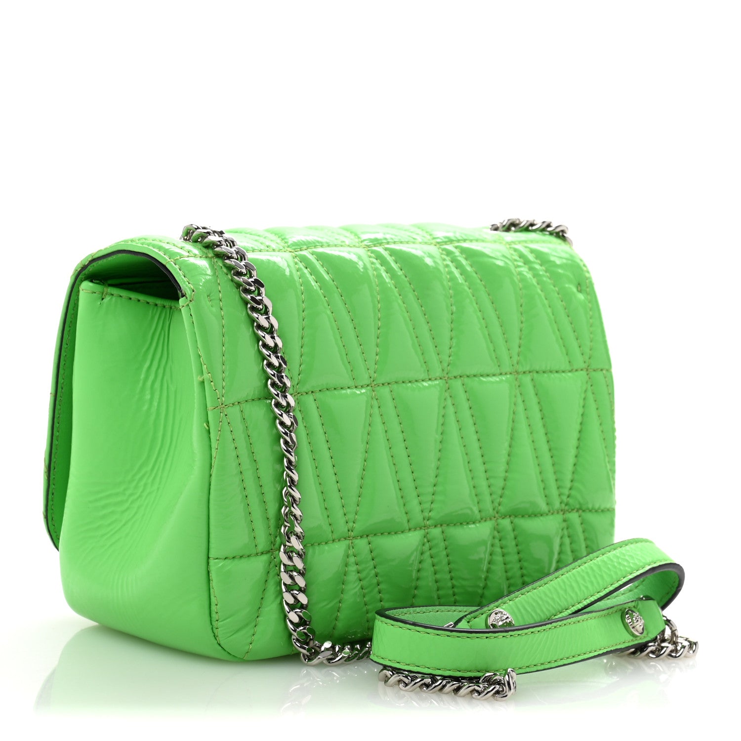 Versace Patent Quilted Virtus Shoulder Bag Mint 3 of 14