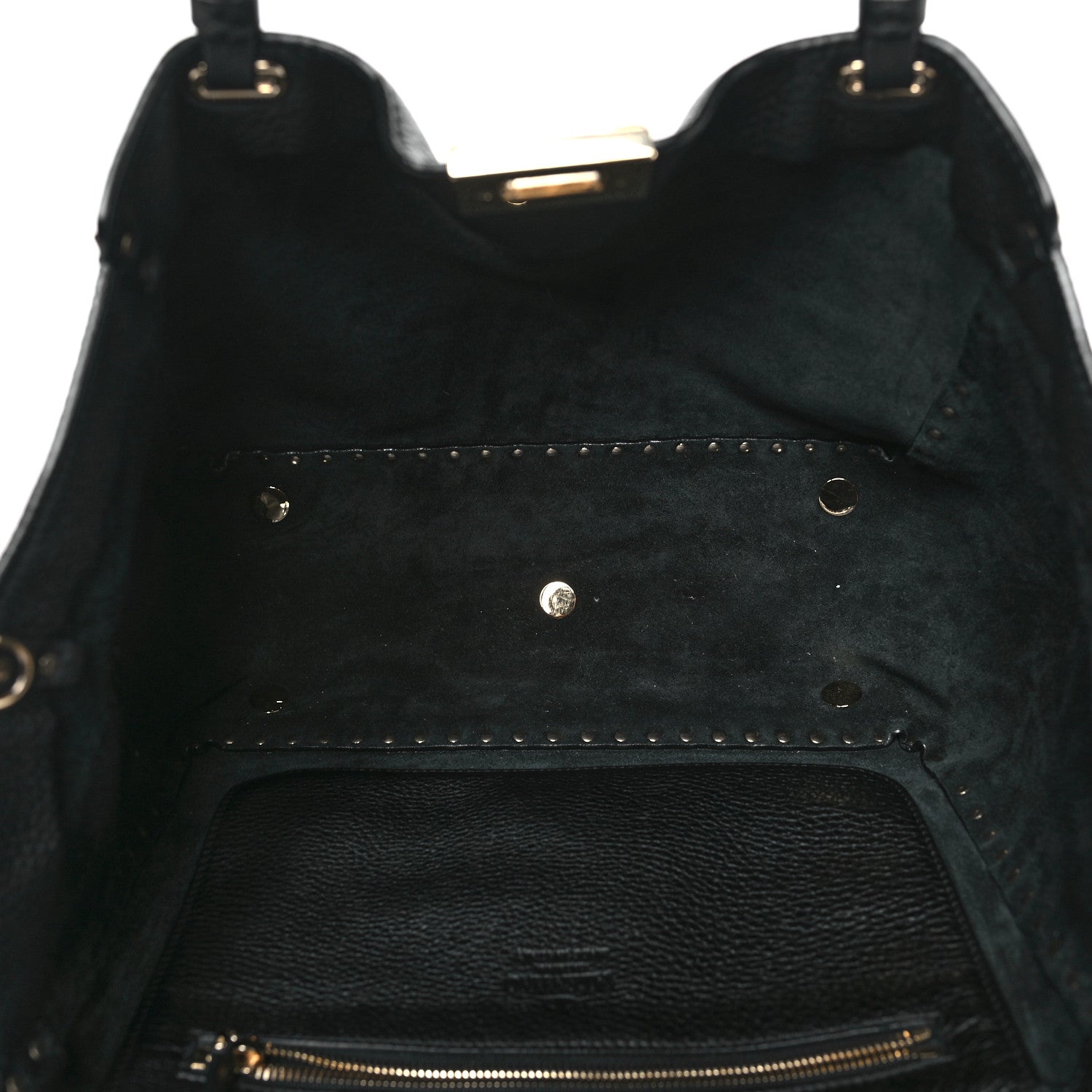 Valentino Garavani Pebbled Calfskin Small Rockstud Tote Black 5 of 8