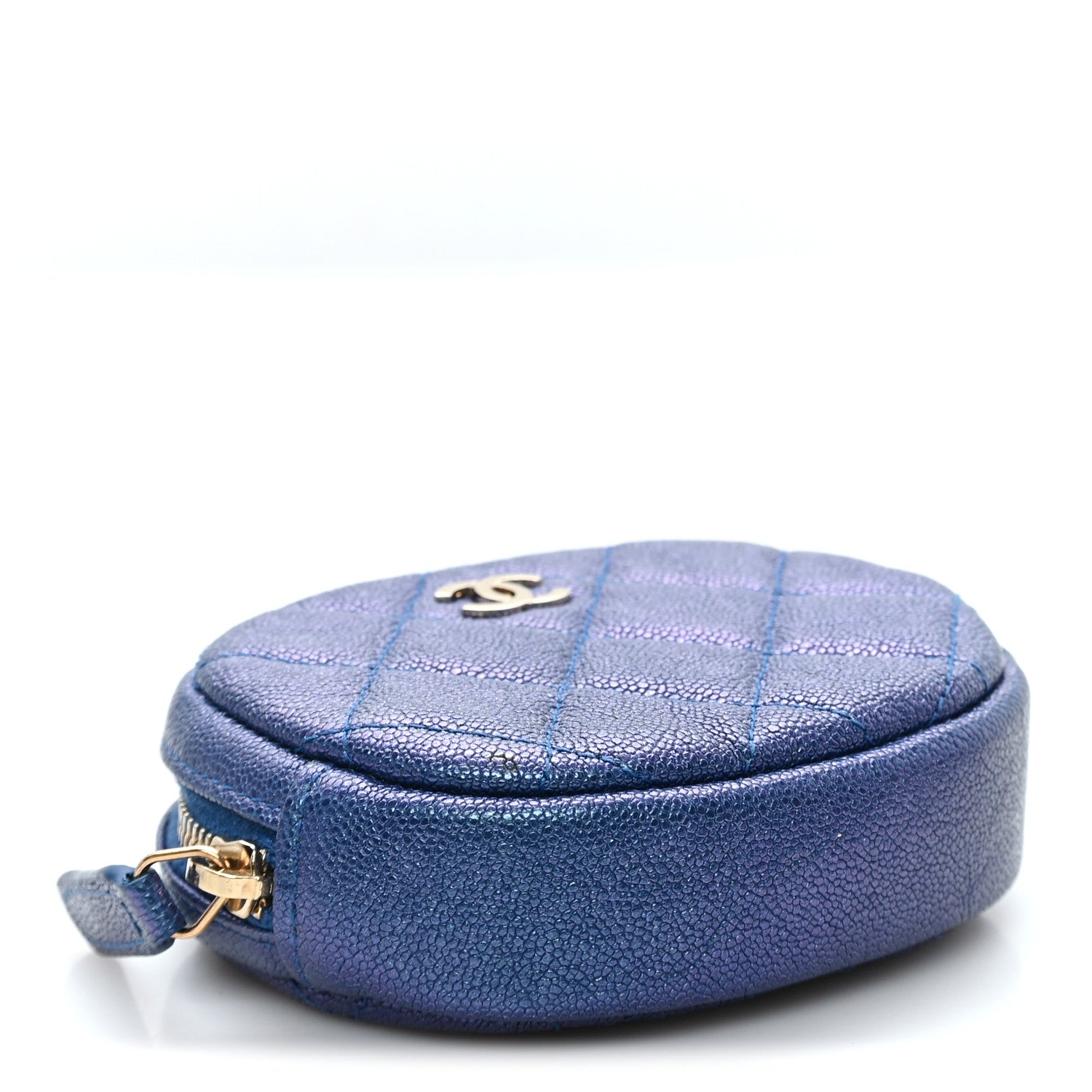 Chanel Iridescent Caviar Quilted Zip Around Classic Coin Purse Blue 4 of 7