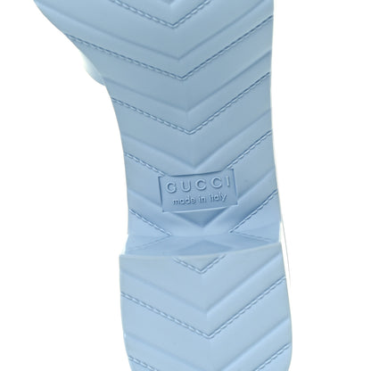 Gucci Rubber Gucci Logo Womens Platform 20/60mm Slide Sandals 38 Porcelain Light Blue 8 of 10