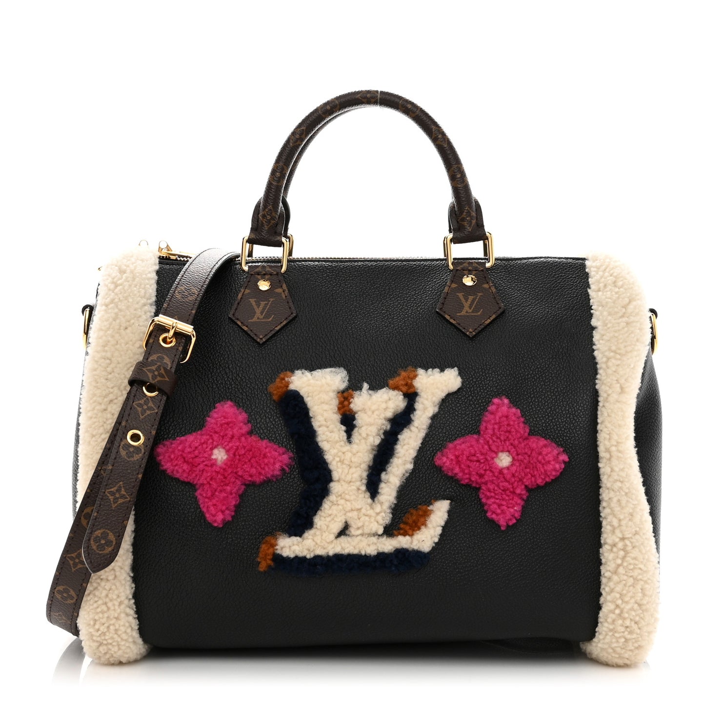 Calfskin Monogram Teddy Speedy Bandouliere 30 Black