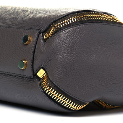 Tom Ford Grained Calfskin Sedgwick Medium Zipper Tote Graphite 8 of 8