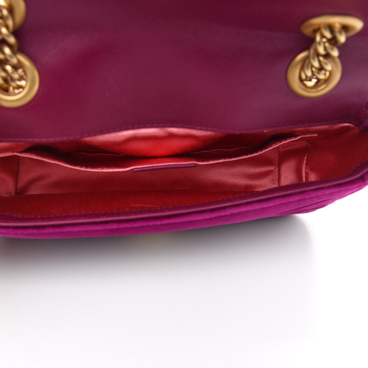 Velvet Matelasse Mini GG Marmont Shoulder Bag Fuchsia Violet Cyclamen