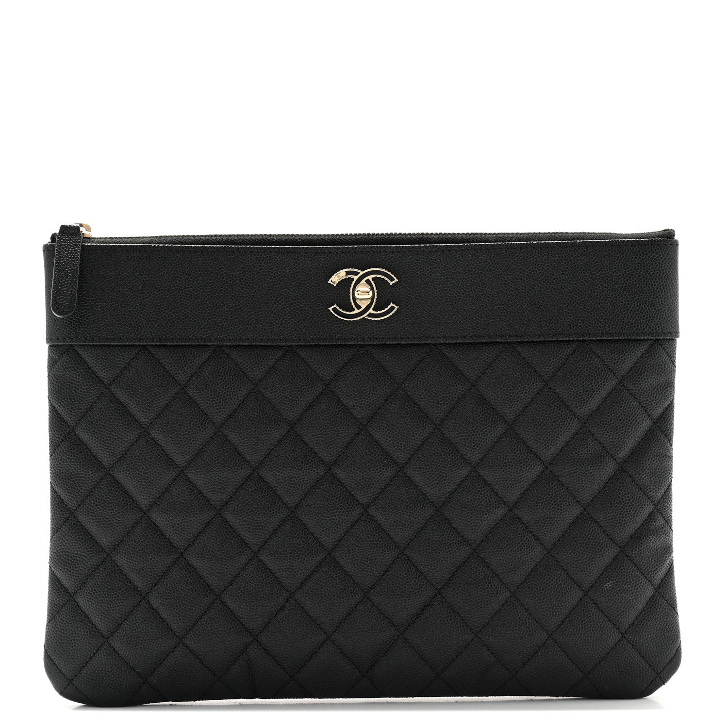 Chanel Caviar Quilted Mademoiselle Vintage Large Zip Pouch Black 1 of 9
