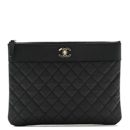 Chanel Caviar Quilted Mademoiselle Vintage Large Zip Pouch Black 1 of 9