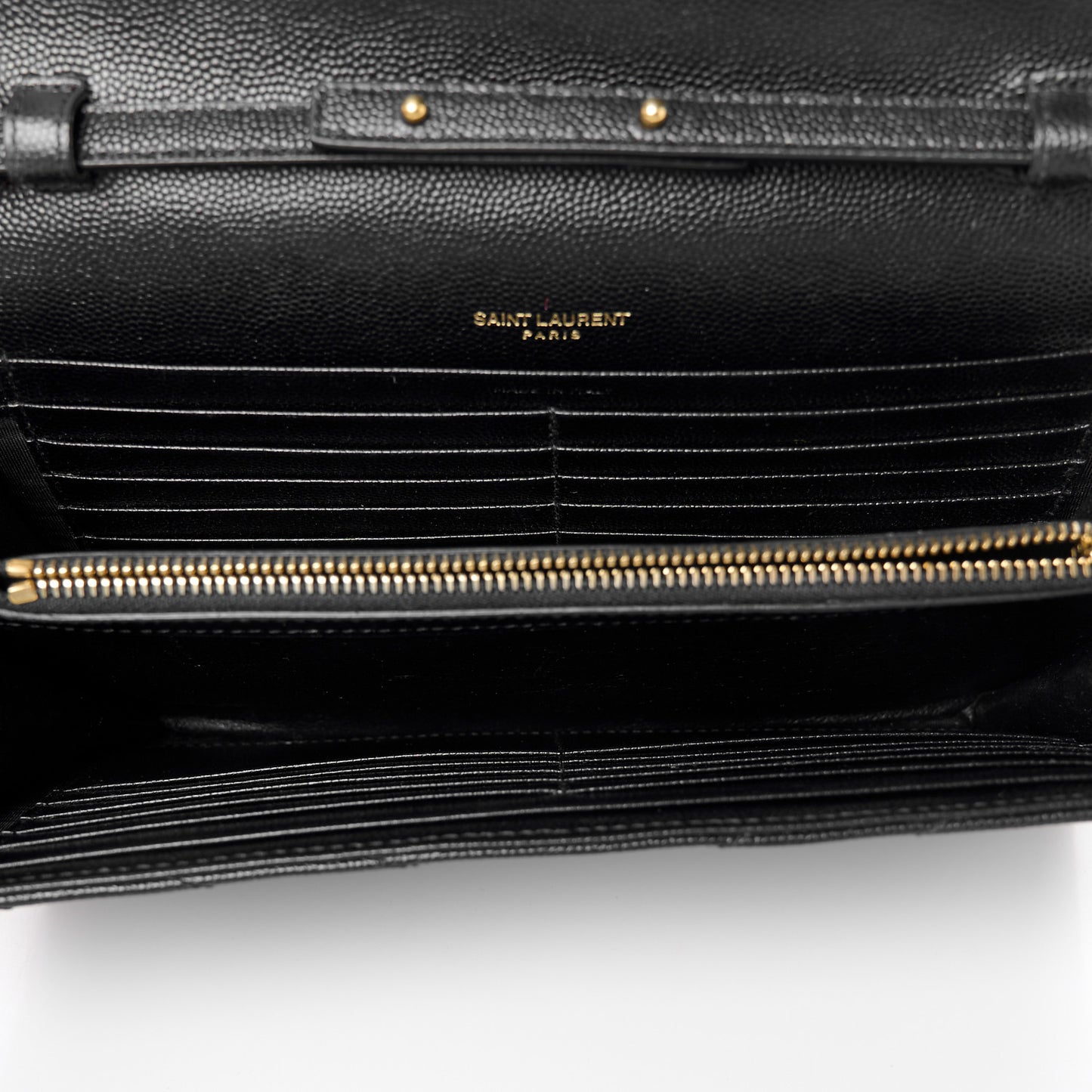 Grain De Poudre Matelasse Chevron Monogram Chain Wallet Black
