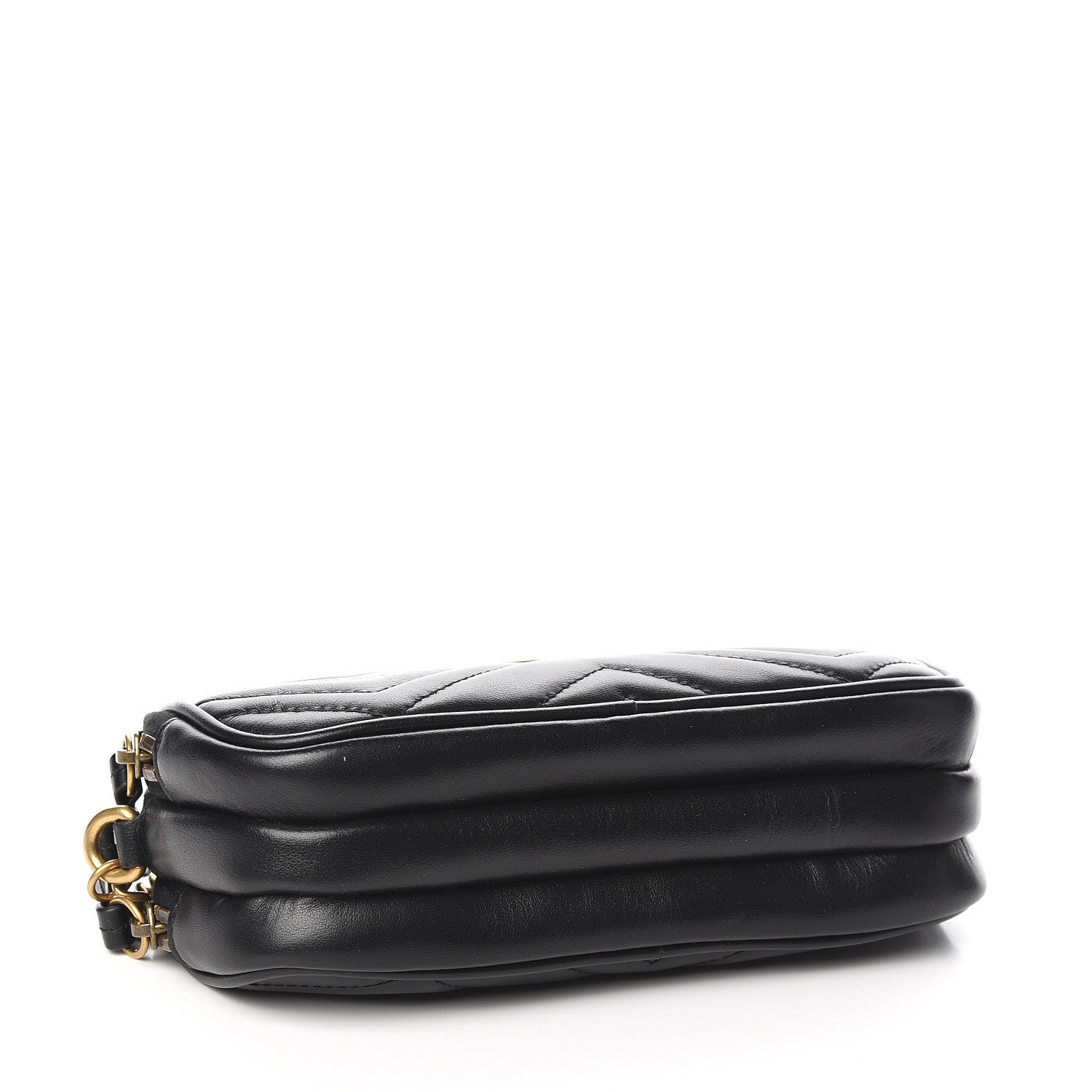 Gucci Calfskin Matelasse Mini GG Marmont Chain Crossbody Bag Black 4 of 12