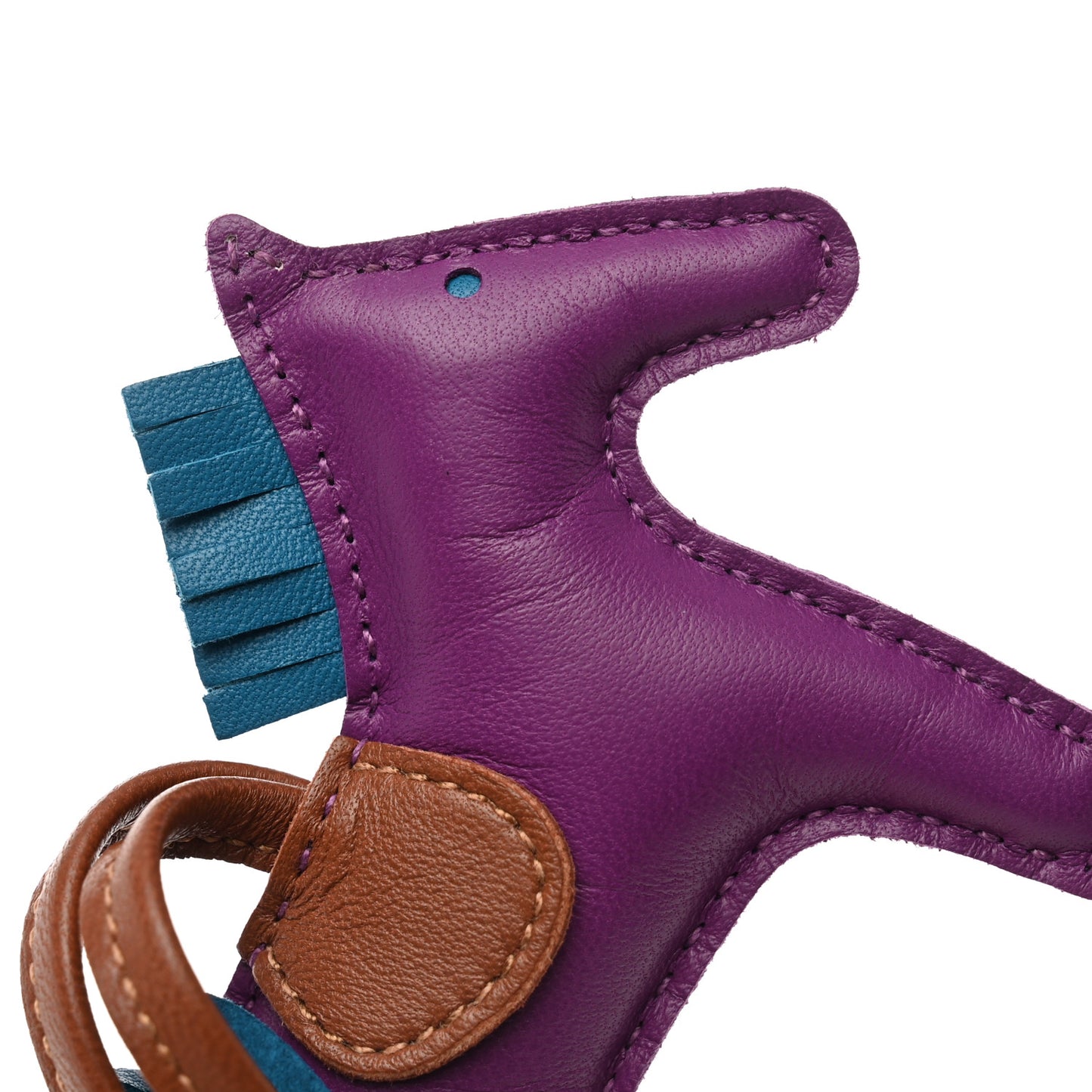 Milo Lambskin Grigri Rodeo Horse Bag Charm PM Anemone Bleu Izmir Fauve