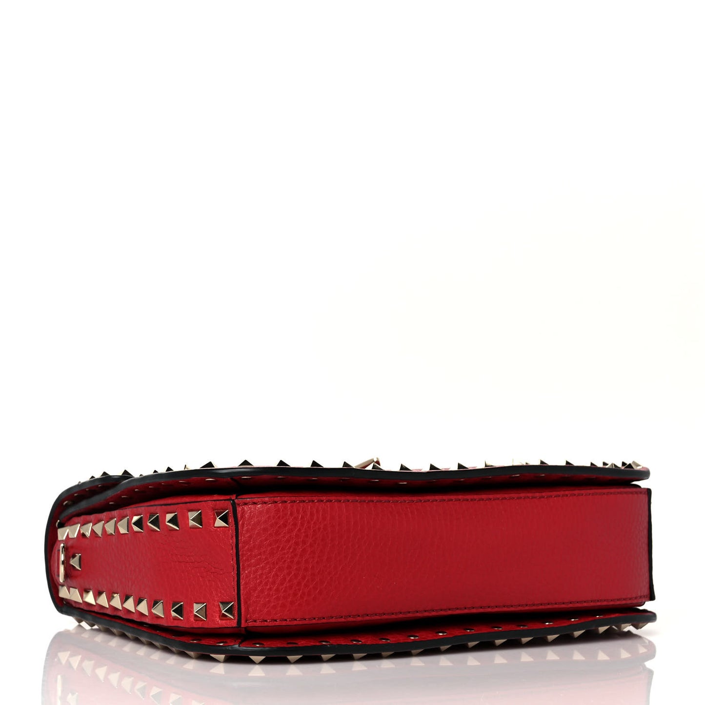 Pebbled Calfskin Medium Rockstud Flap Saddle Bag Rosso Valentino