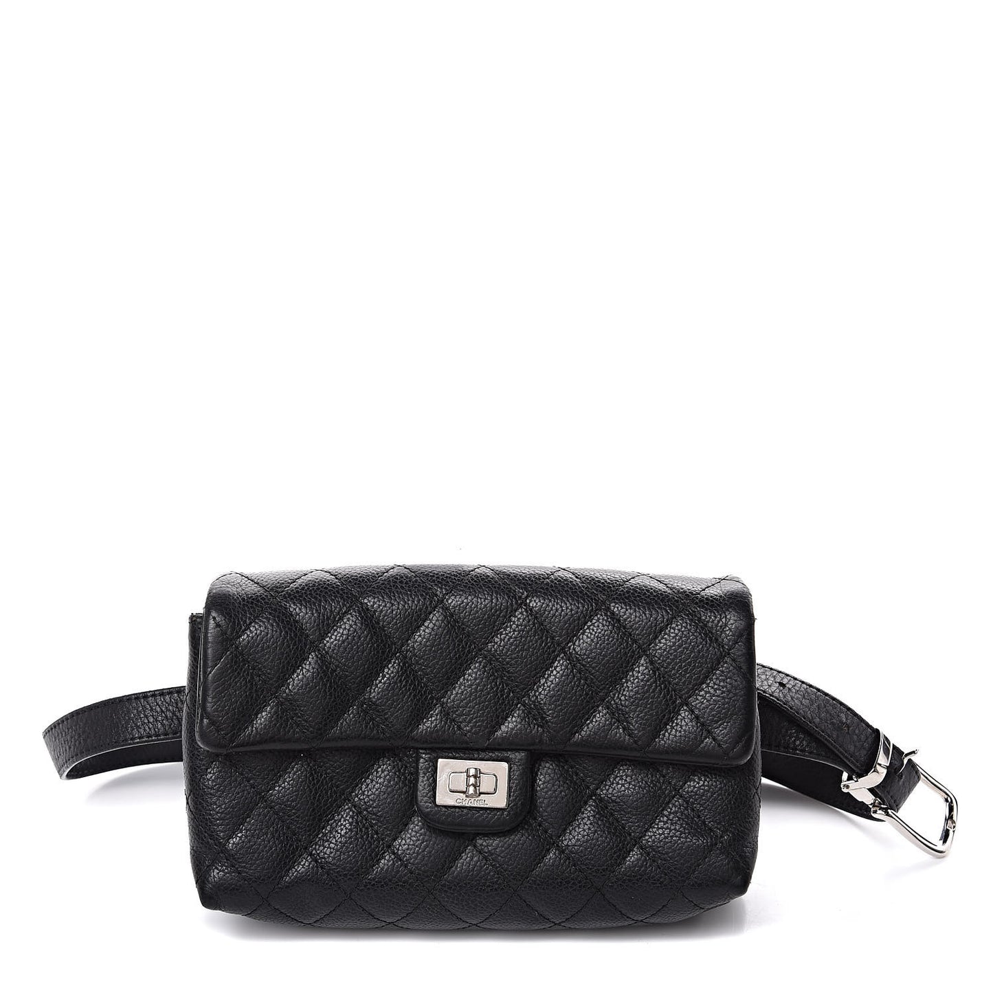 Grained Calfskin Quilted 2.55 Reissue Flap Belt Bag Clutch Black
