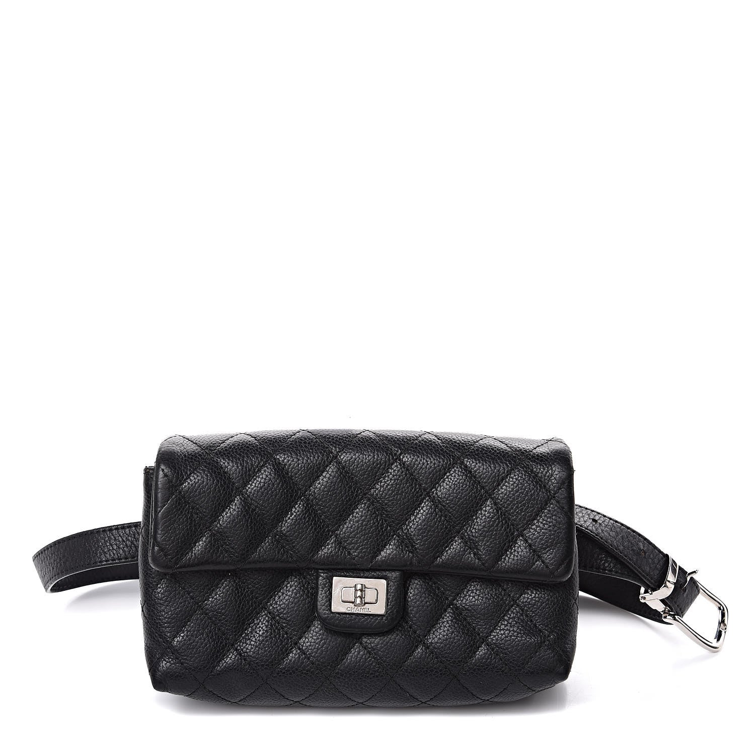Chanel Grained Calfskin Quilted 2.55 Reissue Flap Belt Bag Clutch Black 1 of 9