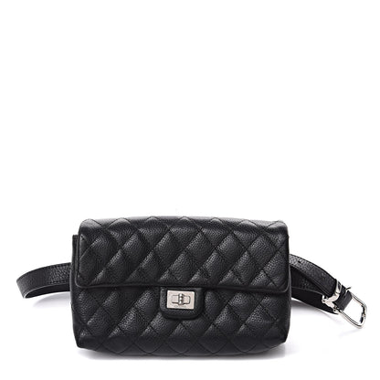 Chanel Grained Calfskin Quilted 2.55 Reissue Flap Belt Bag Clutch Black 1 of 9