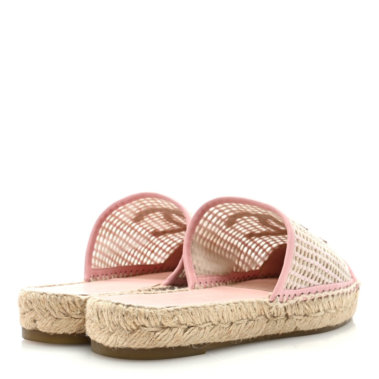 Mesh Grosgrain CC Espadrilles Mule 37 Pink