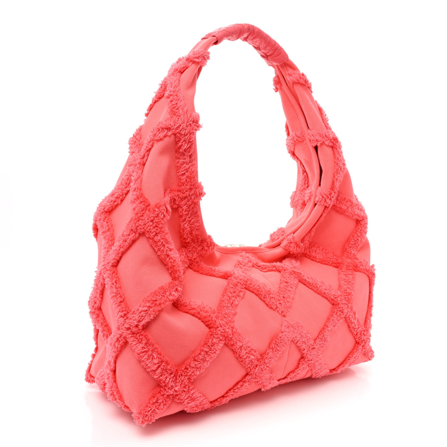 Chanel Cotton Canvas Large CC Embrace Hobo Coral 4 of 10