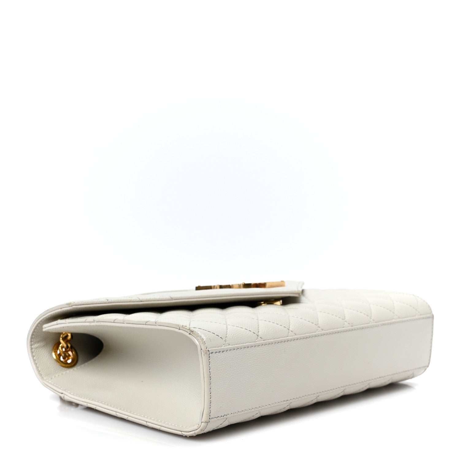 Saint Laurent Grain De Poudre Textured Mixed Matelasse Medium Triquilt Monogram Satchel Crema Soft 3 of 12