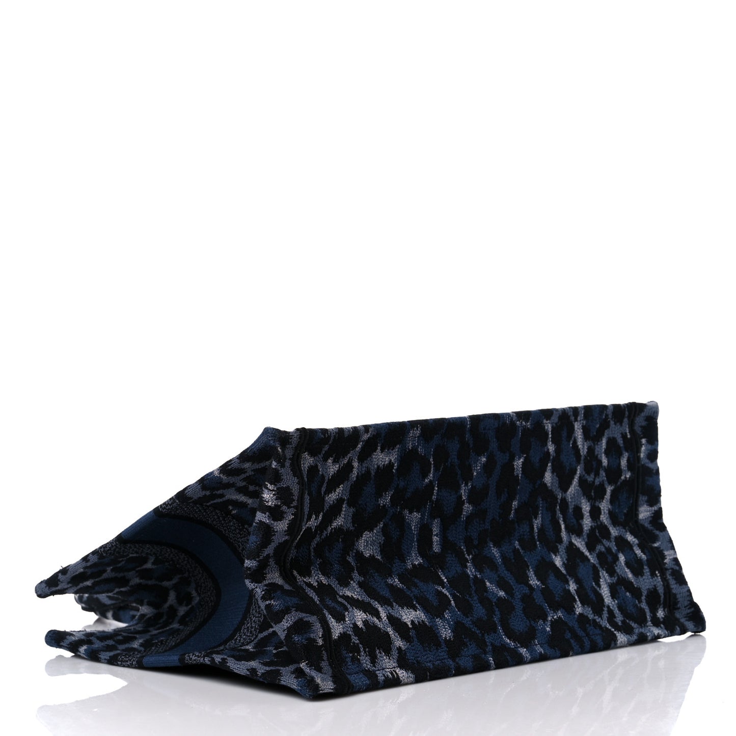 Canvas Mizza Embroidered Medium Leopard Book Tote Blue