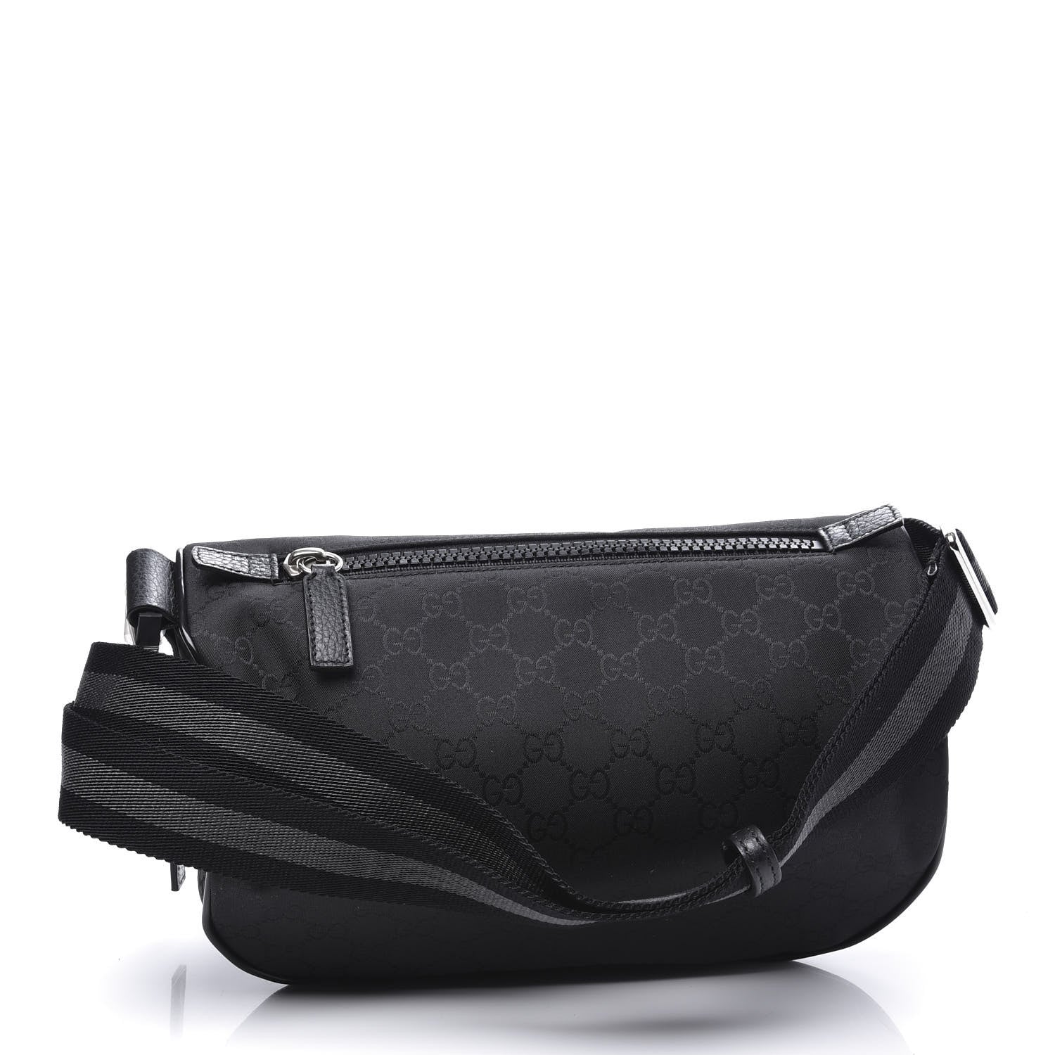 Gucci Nylon Monogram Fanny Pack Belt Bag Black 2 of 9