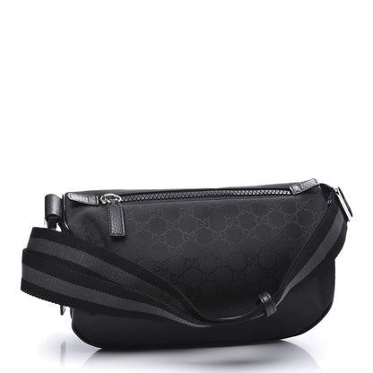 Gucci Nylon Monogram Fanny Pack Belt Bag Black 2 of 9