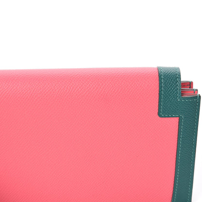 Hermes Epsom Camail Long Wallet Rose Azalee Malachite Lime 10 of 11
