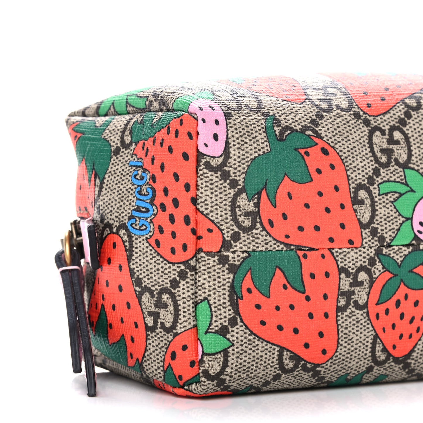 GG Supreme Monogram Strawberry Cosmetic Case