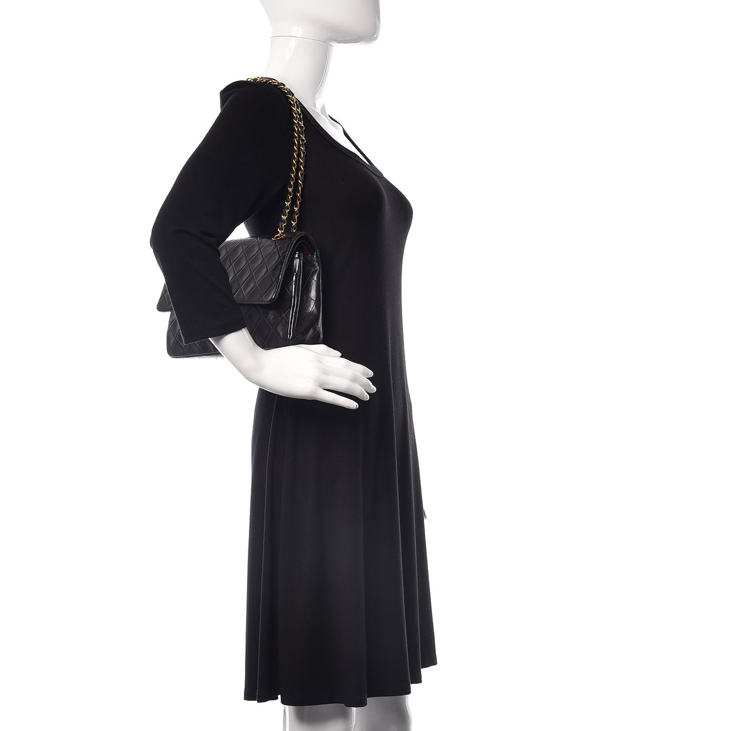 Lambskin Quilted Medium Double Flap Black