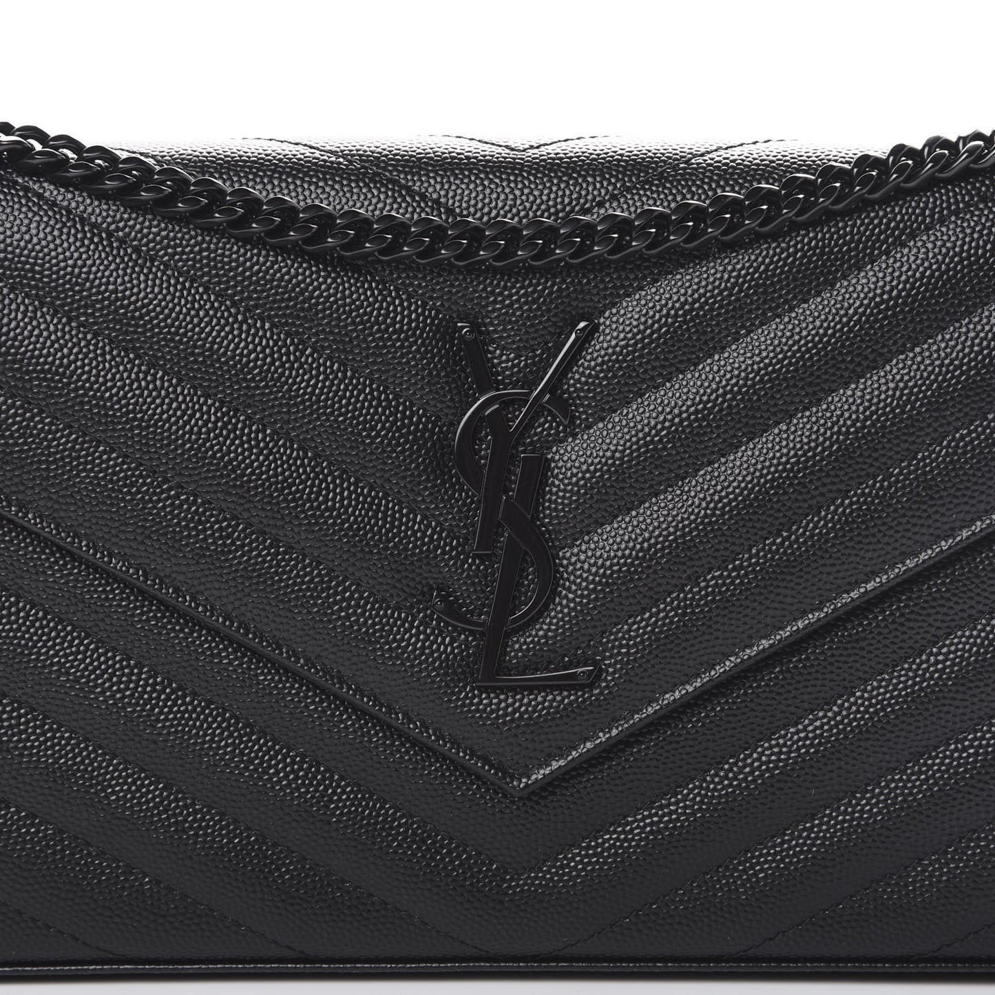 Grain De Poudre Matelasse Chevron Monogram Chain Wallet Black