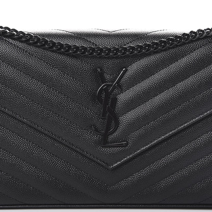 Saint Laurent Grain De Poudre Matelasse Chevron Monogram Chain Wallet Black 7 of 9