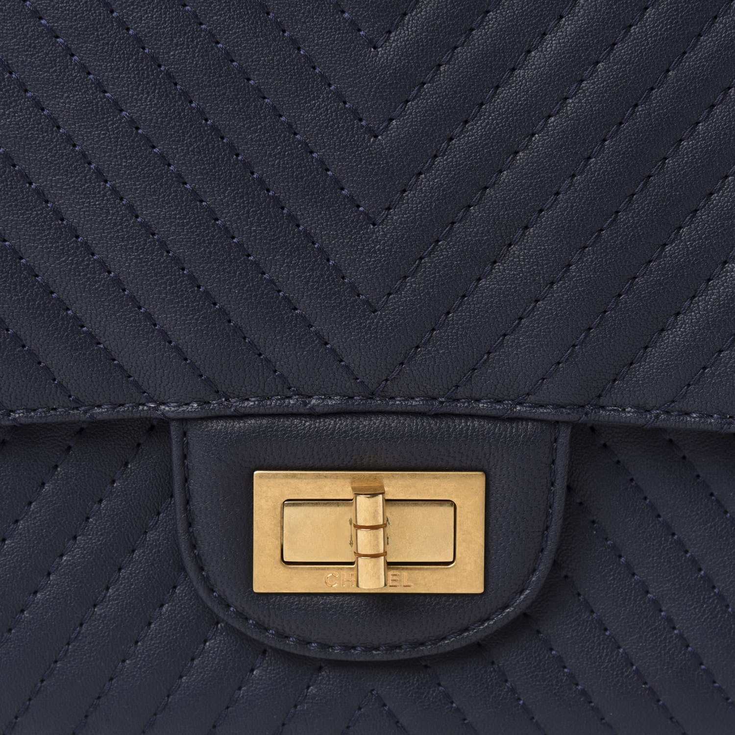 Chanel Sheepskin Chevron Quilted 2.55 Reissue 227 Flap Navy Blue 10 of 12
