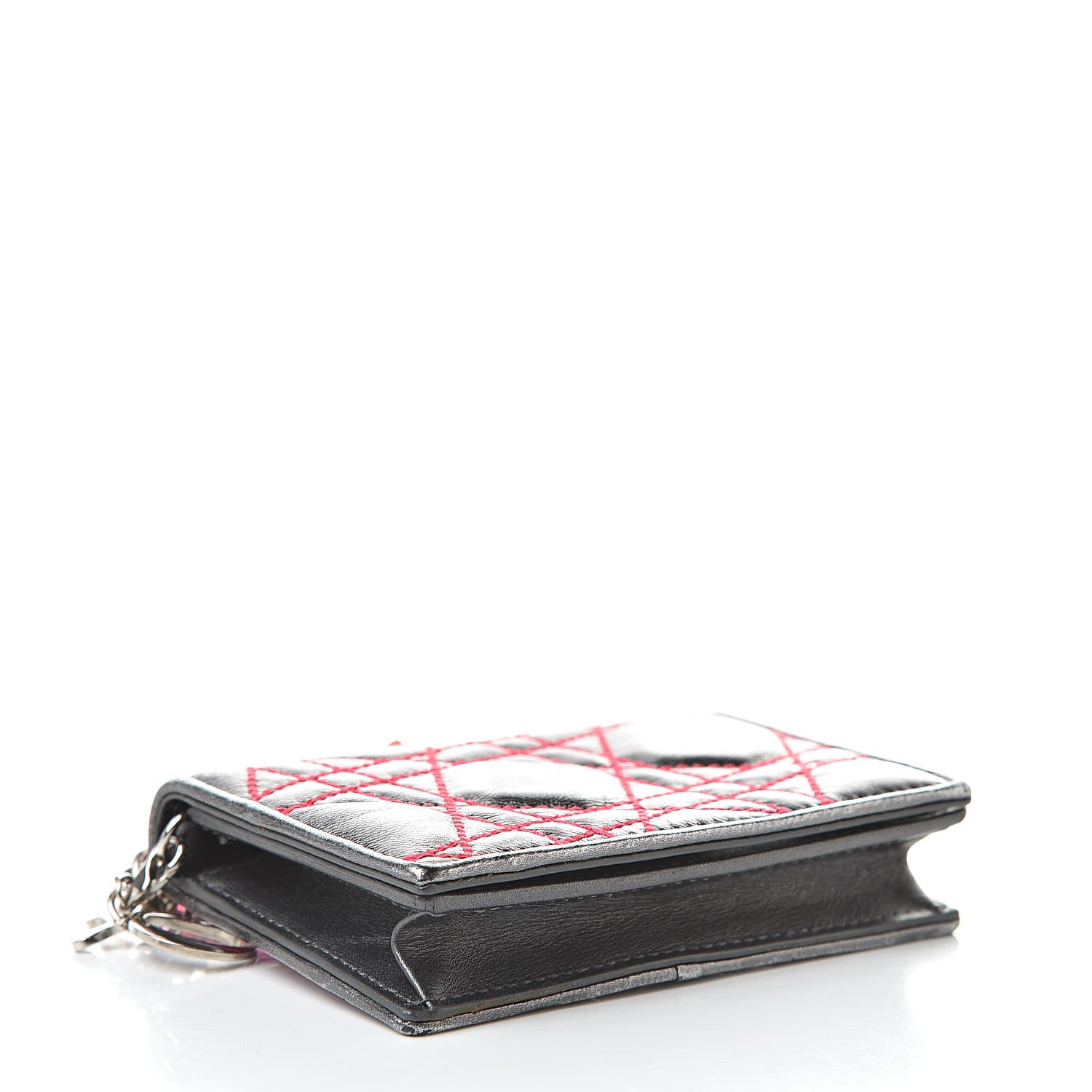 Christian Dior Metallic Lambskin Cannage Anselm Reyle Lady Dior Card Holder Gunmetal 4 of 13