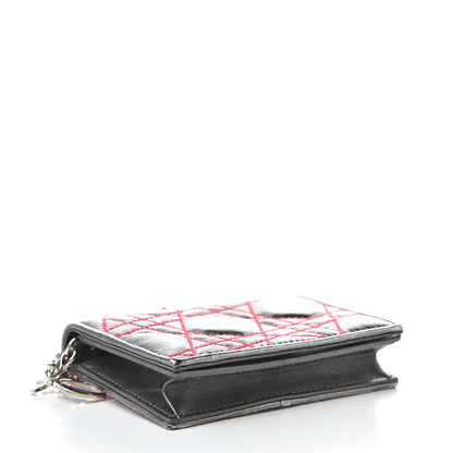 Christian Dior Metallic Lambskin Cannage Anselm Reyle Lady Dior Card Holder Gunmetal 4 of 13