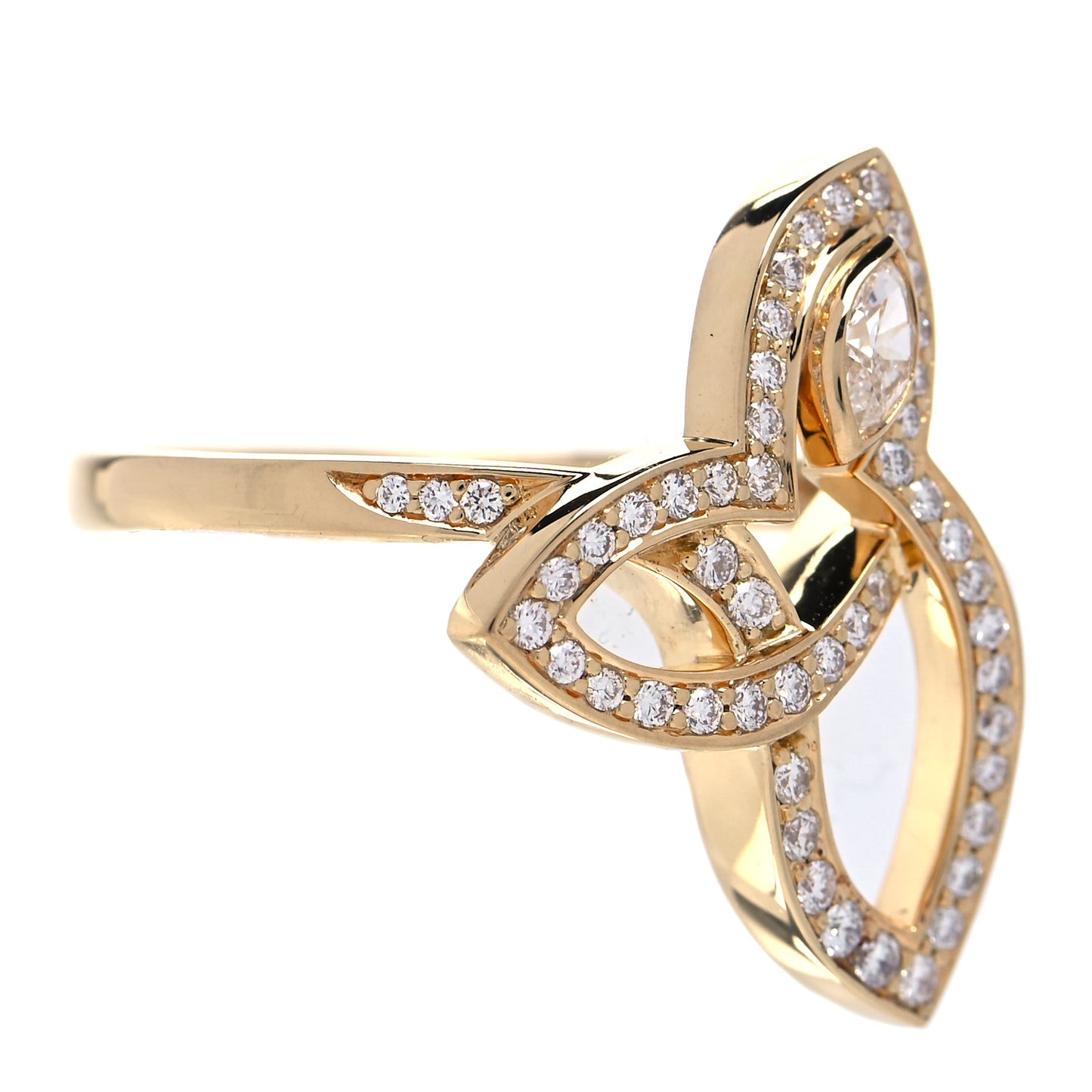 18K Yellow Gold Diamond Lily Cluster Ring 53 6.5