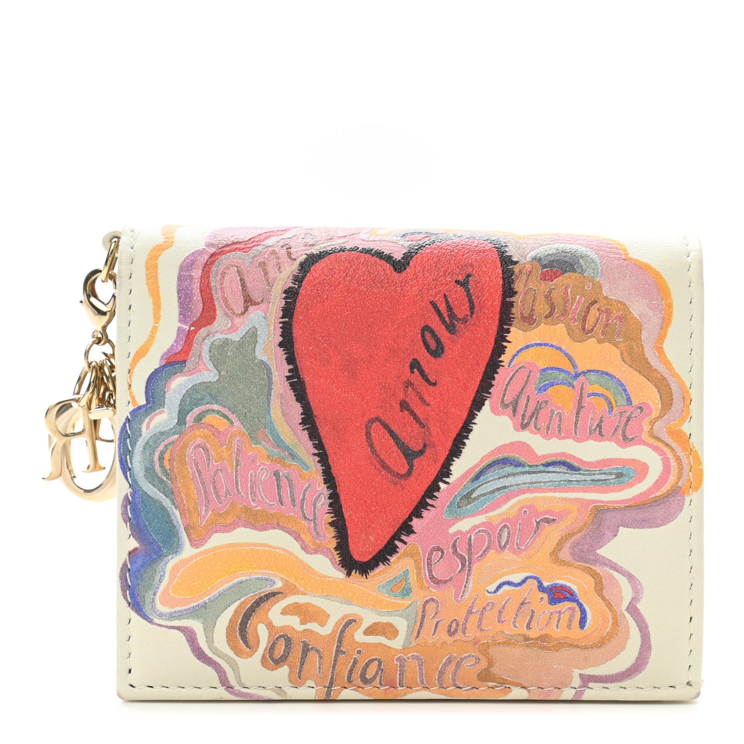 Calfskin Amour Print Compact Wallet Multicolor