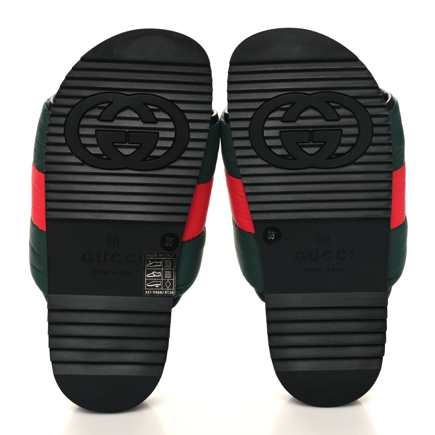 Gucci Nylon Web Womens Slide Sandals 35 Black Green Red 5 of 8