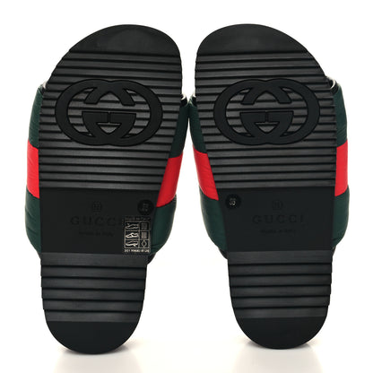 Gucci Nylon Web Womens Slide Sandals 35 Black Green Red 5 of 8