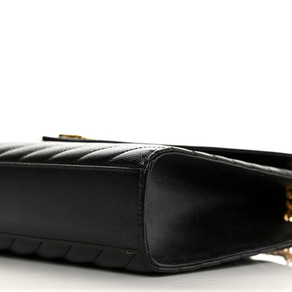 Saint Laurent Grain De Poudre Matelasse Chevron Large Monogram Satchel Black 8 of 8