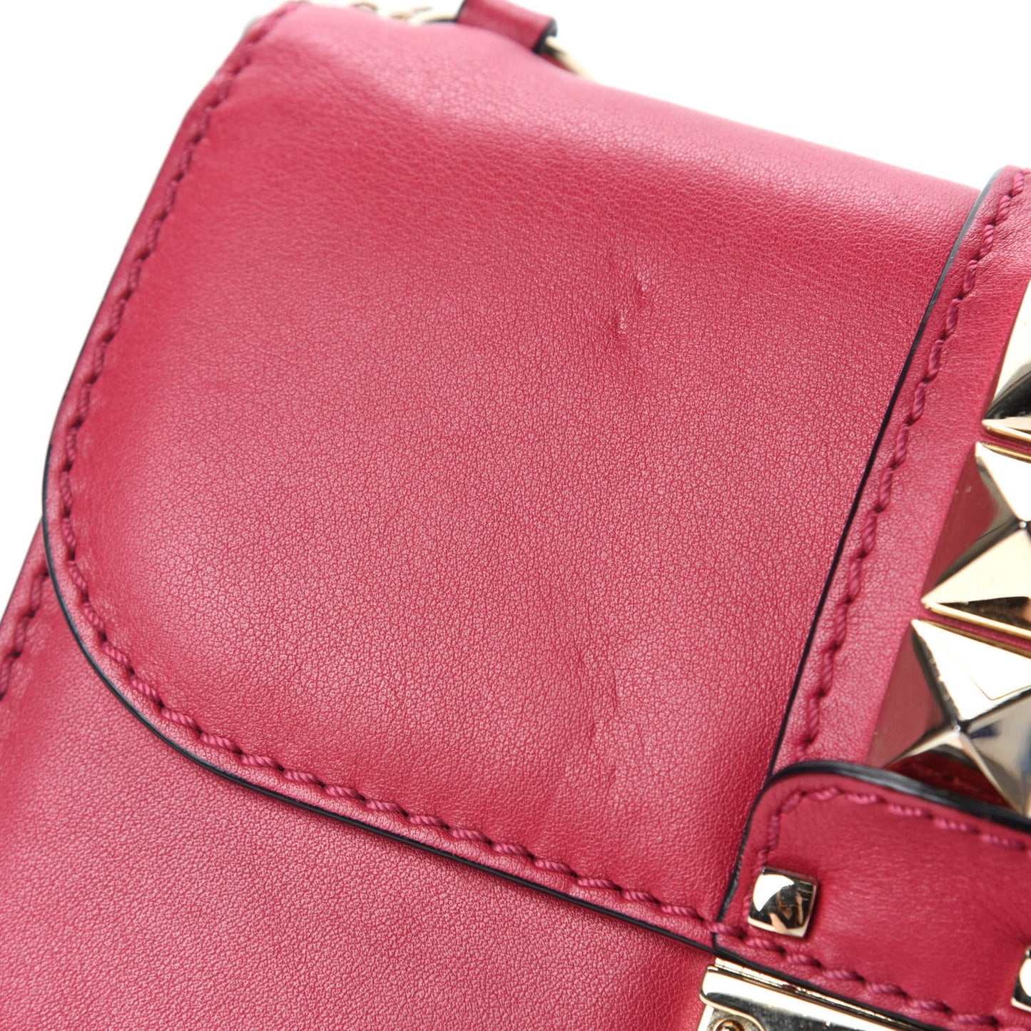 Vitello Small Glam Lock Rockstud Flap Cyclamin