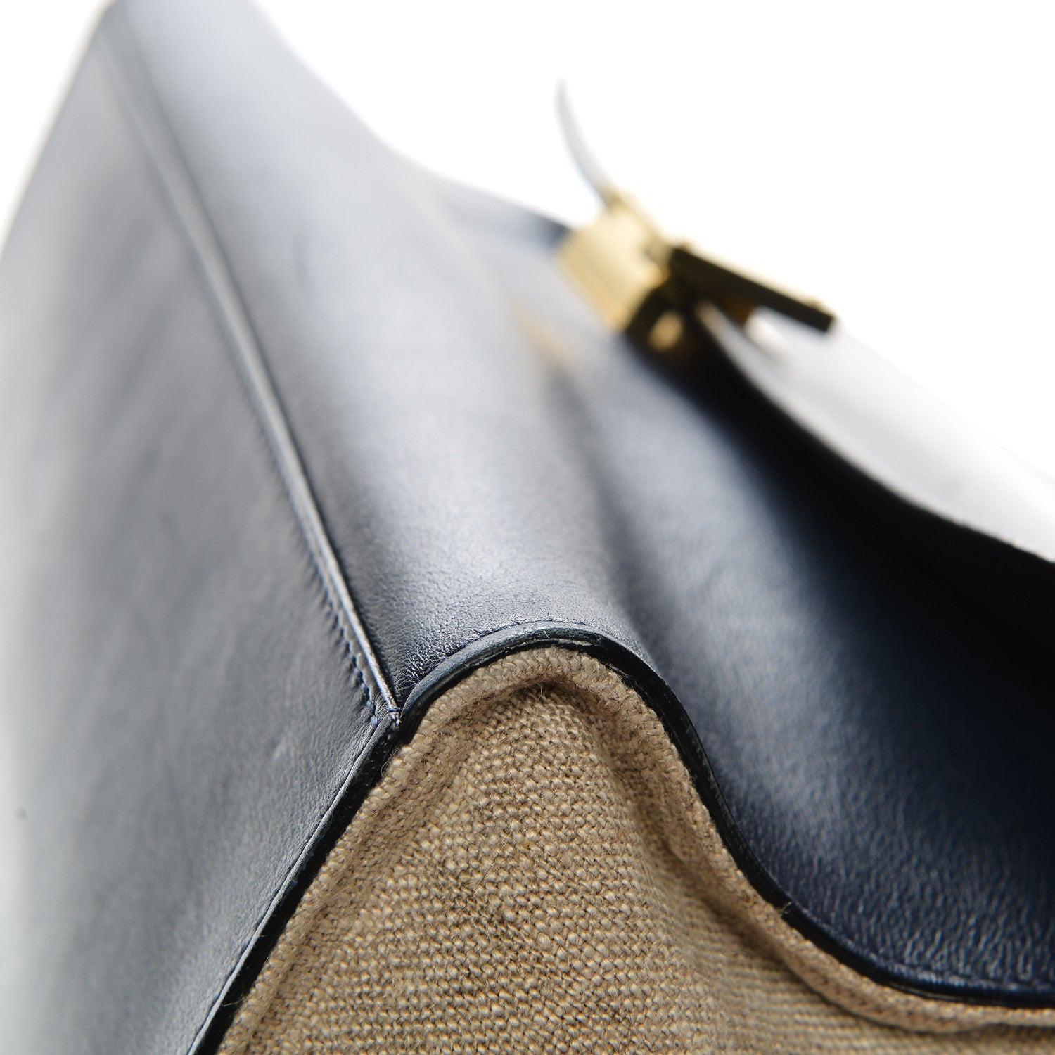 Celine Smooth Calfskin Linen Medium Tri-Color Trapeze Black Navy Blue 9 of 10