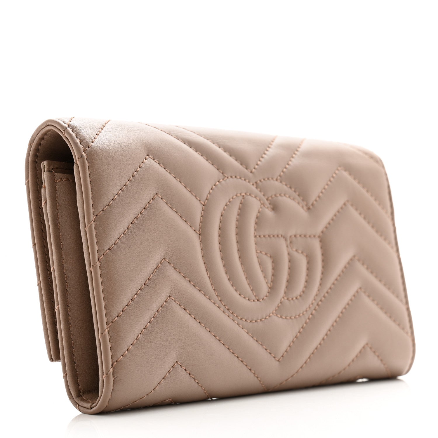 Gucci Calfskin Matelasse GG Marmont Continental Wallet Porcelain Rose 3 of 13