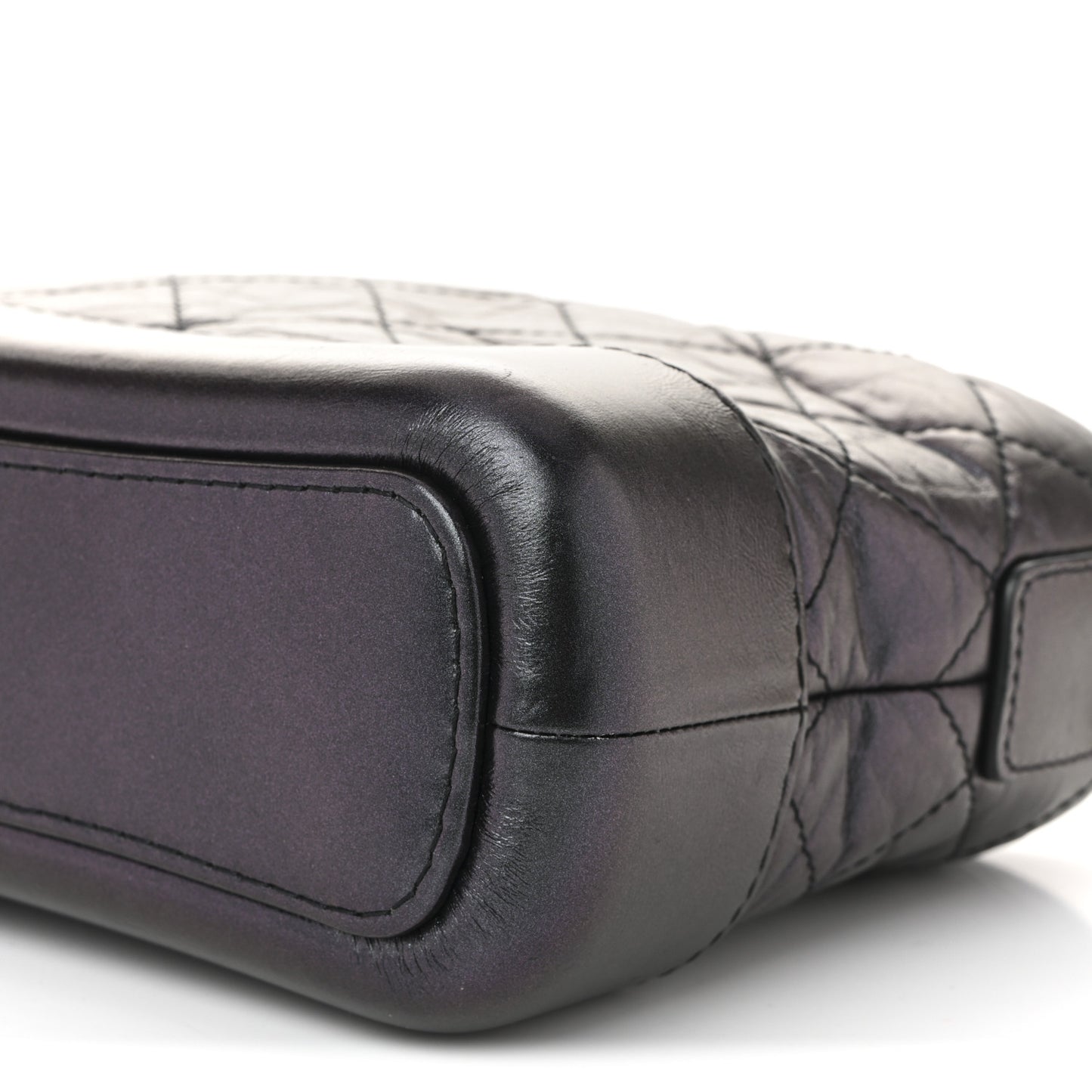 Iridescent Aged Calfskin Quilted Small Gabrielle Hobo Black
