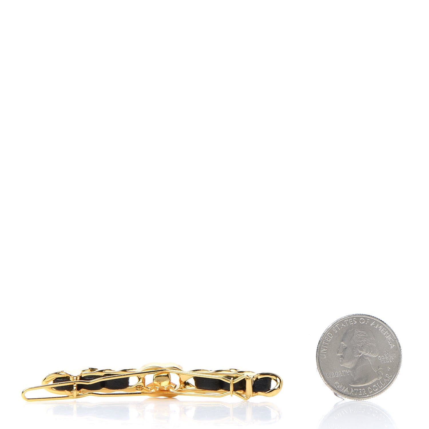 Chanel Pearl Lambskin CC More Is More Hair Clip Black Gold 2 of 5
