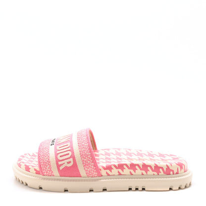 Christian Dior Micro PDP Cotton Houndstooth Embroidered Dway 10mm Slide Sandals 36.5 Peony 1 of 8