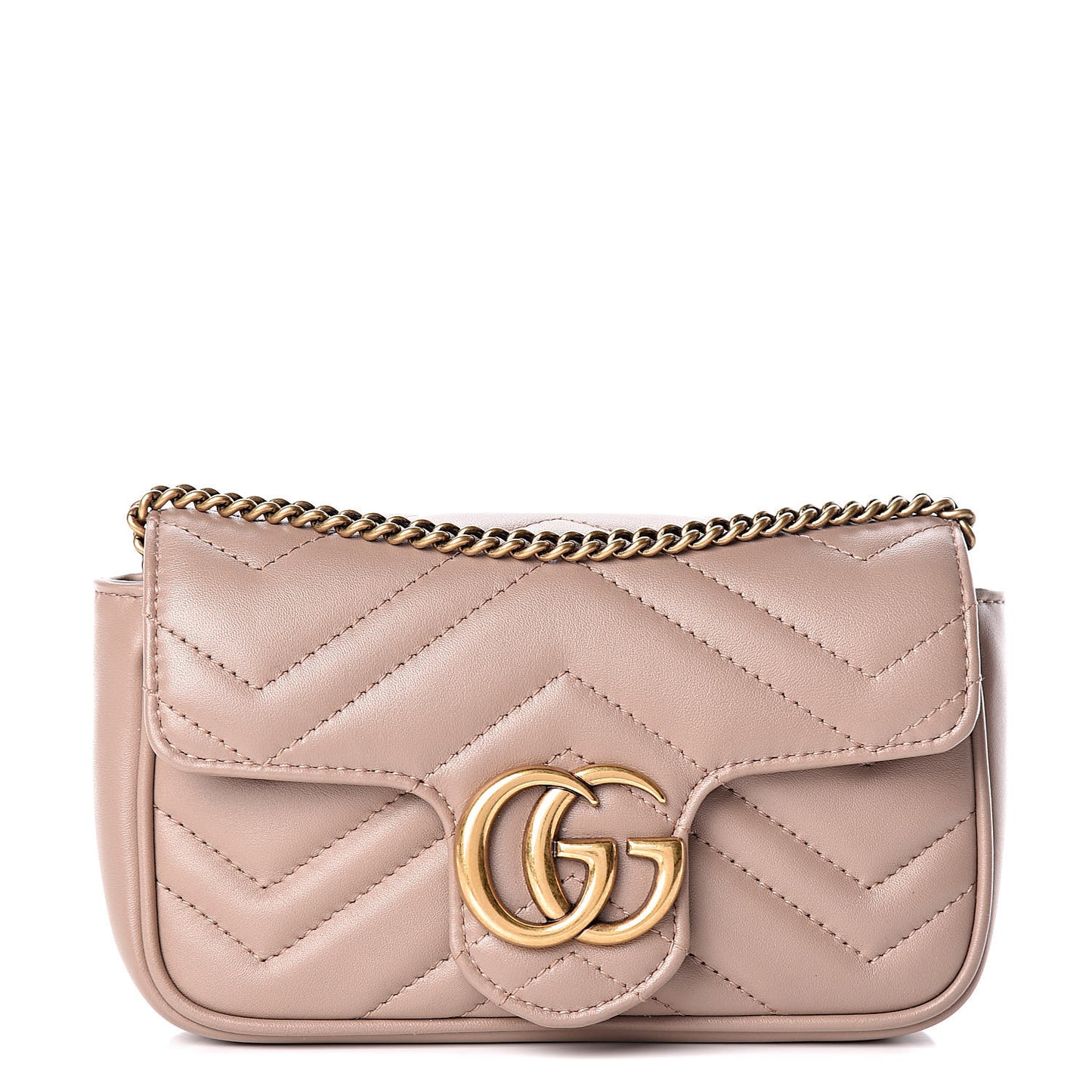Calfskin Matelasse Super Mini GG Marmont Shoulder Bag Porcelain Rose