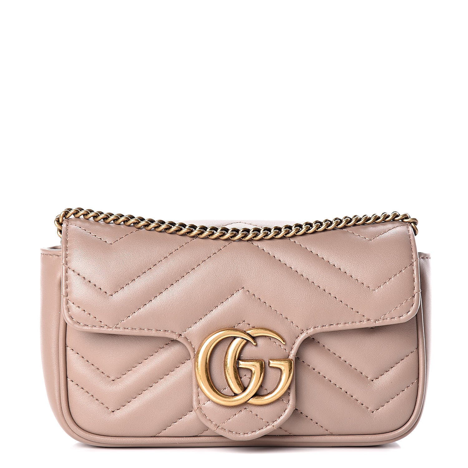 Gucci Calfskin Matelasse Super Mini GG Marmont Shoulder Bag Porcelain Rose 1 of 10